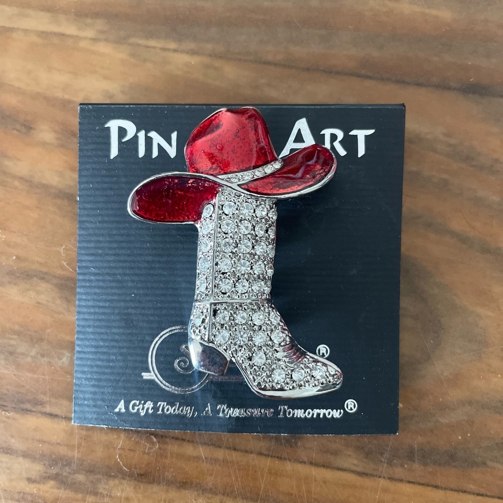 Cowboy Boot and Hat Fashion Pin~ NIP western rodeo jewelry accessory unique